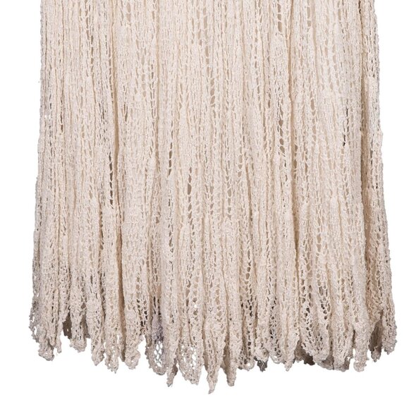 Crochet Lace Maxi Skirt OS NEW Elastic Waist Cream Boho Festival Peasant Prairie - Picture 3 of 7
